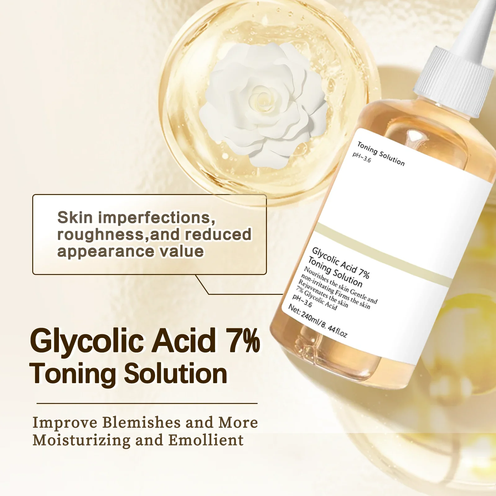 Lactic Acid Toner - Glycolic Acid 7% Percent Toning Solution